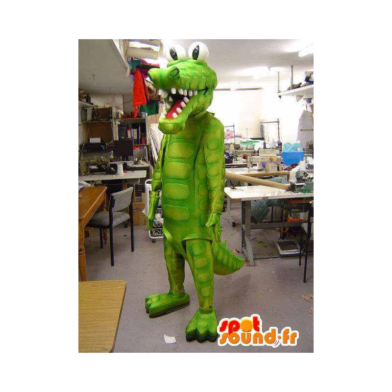 Green crocodile mascot. Crocodile costume - MASFR004901 - Mascot of crocodiles