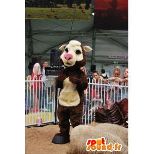 Kuh-Maskottchen beige und braun. Kuh-Kostüm - MASFR004902 - Maskottchen Kuh