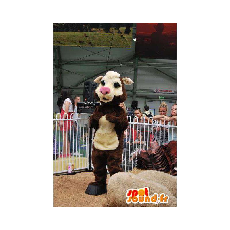 Kuh-Maskottchen beige und braun. Kuh-Kostüm - MASFR004902 - Maskottchen Kuh