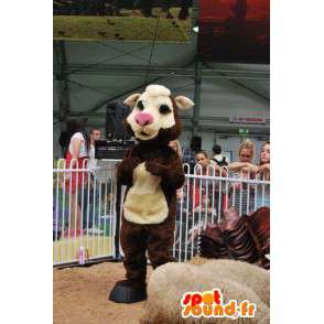 Cow mascot beige and brown. Cow Costume - MASFR004902 - Mascot cow