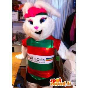 White rabbit mascot in sports outfit - MASFR004906 - Rabbit mascot