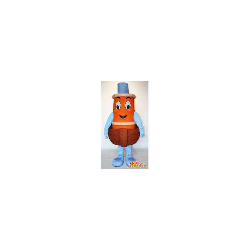 Mascotte en forme de bateau, orange et bleu. Costume de bateau - MASFR004407 - Mascottes d'objets