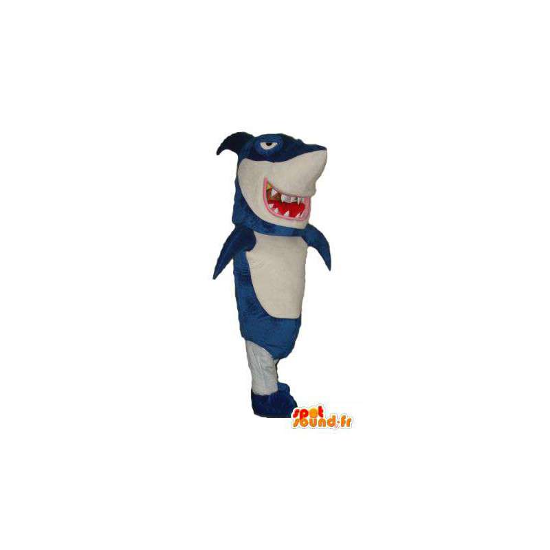 Mascotte de requin bleu et blanc. Costume de requin géant - MASFR004414 - Mascottes Requin