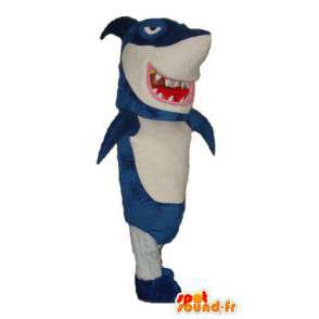 Blå og hvid haj maskot. Kæmpe haj kostume - Spotsound maskot