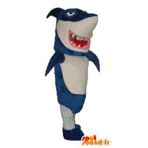 Mascotte de requin bleu et blanc. Costume de requin géant - MASFR004414 - Mascottes Requin