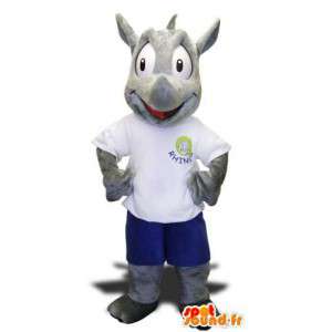 Mascotte de rhinocéros gris. Costume de rhinocéros - MASFR004431 - Animaux de la jungle