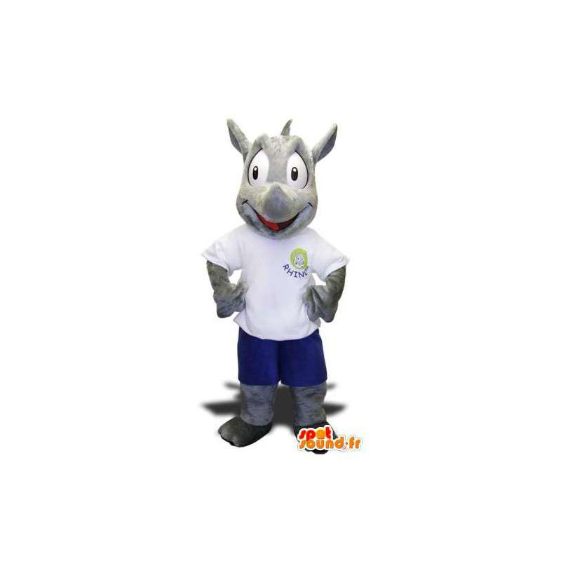Mascotte de rhinocéros gris. Costume de rhinocéros - MASFR004431 - Animaux de la jungle