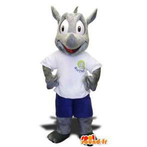 Mascotte de rhinocéros gris. Costume de rhinocéros - MASFR004431 - Animaux de la jungle