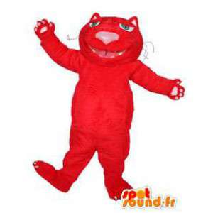 κόκκινο μασκότ βελούδου γάτα. κόκκινο κοστούμι γάτα - MASFR004434 - Γάτα Μασκότ