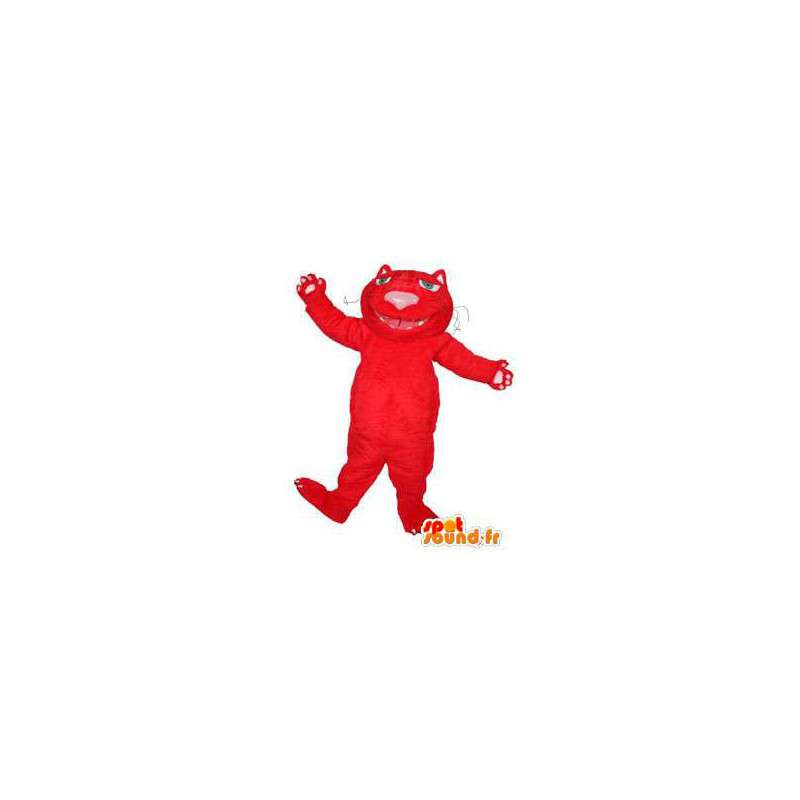 Gatto rosso peluche mascotte. Gatto vestito rosso - MASFR004434 - Mascotte gatto