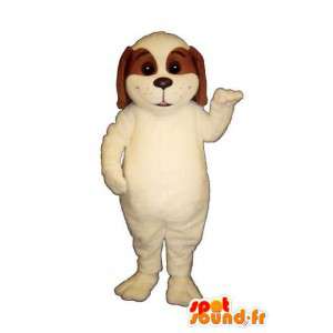 Mascotte de chien blanc et marron. Costume de chien - MASFR004464 - Mascottes de chien