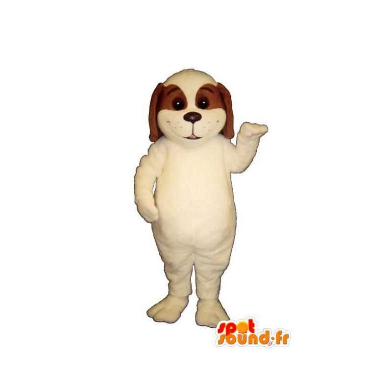 Mascotte de chien blanc et marron. Costume de chien - MASFR004464 - Mascottes de chien