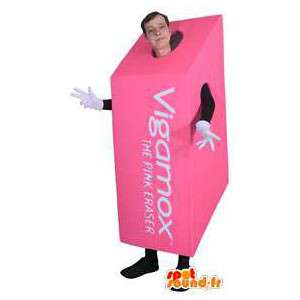 Mascotte en forme de boite rose. Costume de boite - MASFR004470 - Mascottes d'objets