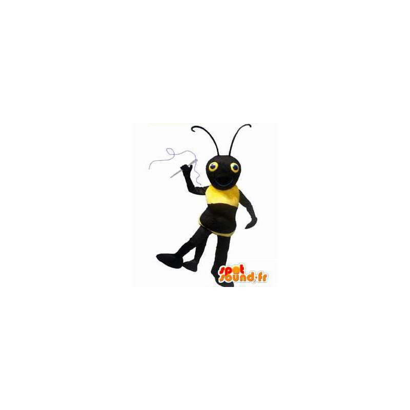 Maskemyr, sort og gult insekt. Insekt kostume - Spotsound maskot