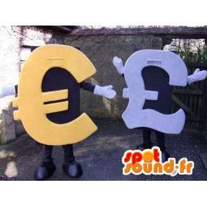Mascottes vormige euro en het Britse pond. Pak van 2 - MASFR004799 - mascottes objecten