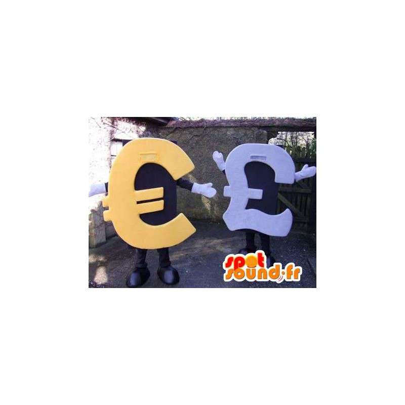 Maskoter formet euro og britiske pund. Pakke med 2 - MASFR004799 - Maskoter gjenstander