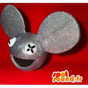 Grijze muis hoofd mascotte glitters, reuzegrootte - MASFR004920 - Heads mascottes