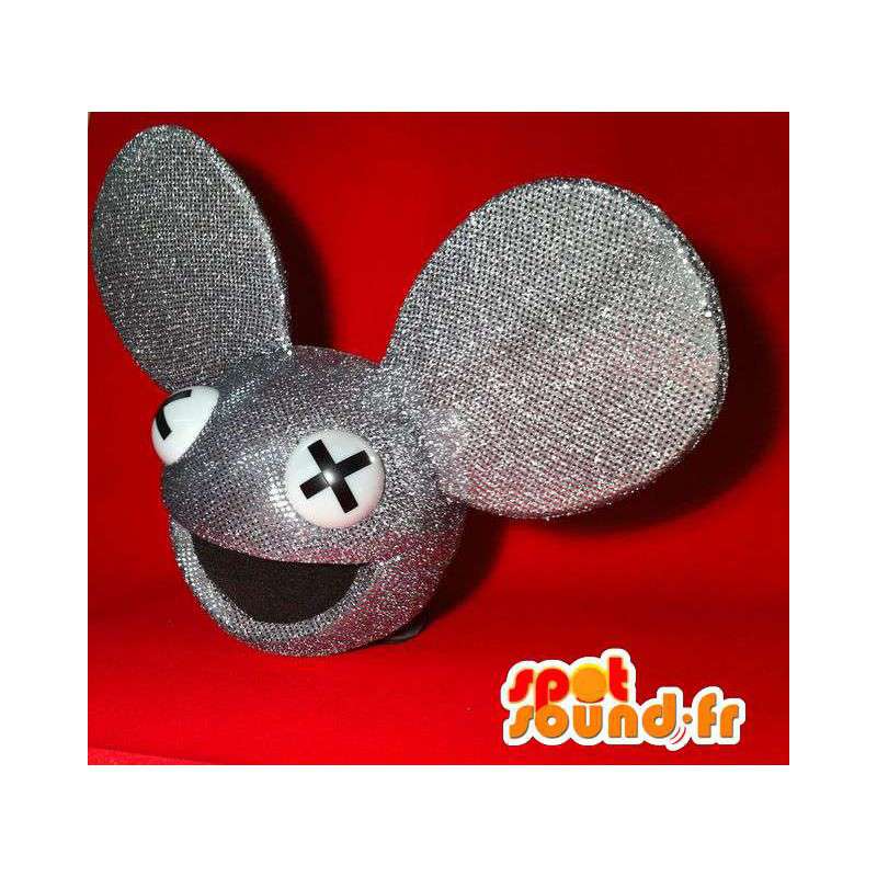 γκρίζο κεφάλι ποντίκι glitters μασκότ, γιγαντιαίο μέγεθος - MASFR004920 - αρχηγών μασκότ