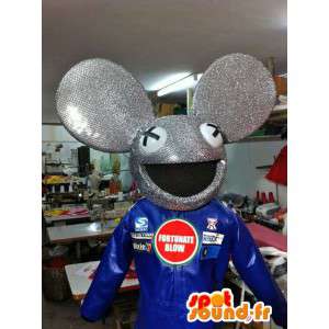 Mascotte de tête de souris grise à paillettes, de taille géante - MASFR004920 - Têtes de mascottes