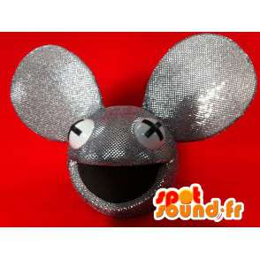 Mascot head mouse gray sequins, giant size - MASFR004920 - Heads of mascots