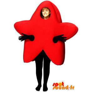 Mascot wat neerkomt op een rode vijfpuntige ster - MASFR004959 - Niet-ingedeelde Mascottes