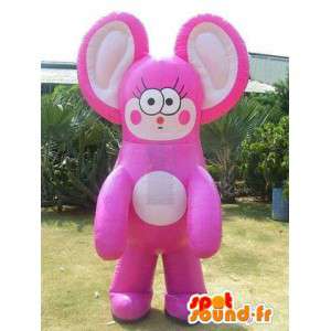 Mascotte gigante che rappresenta un carattere di gatto rosa e beige - MASFR004970 - Mascotte gatto