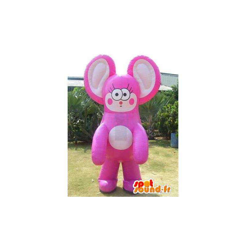 Giant Mascot wat neerkomt op een roze en beige karakter kat - MASFR004970 - Cat Mascottes