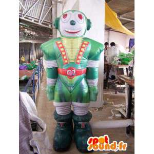 Mascot robot groen, wit en rood opblaasbare ballon. - MASFR004974 - Mascottes VIP