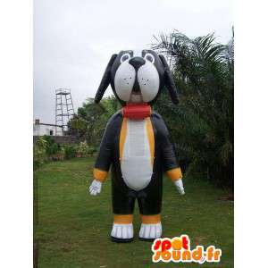Cane bianco nero in mascotte gonfiabile - MASFR004976 - Mascotte cane