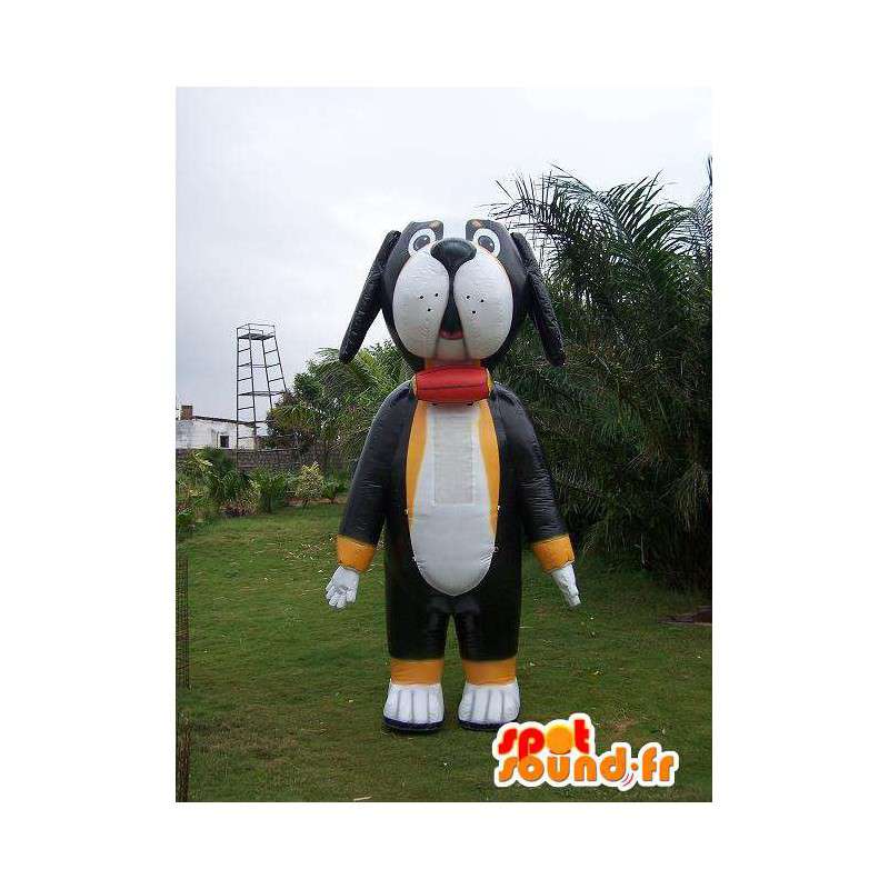 Cane bianco nero in mascotte gonfiabile - MASFR004976 - Mascotte cane