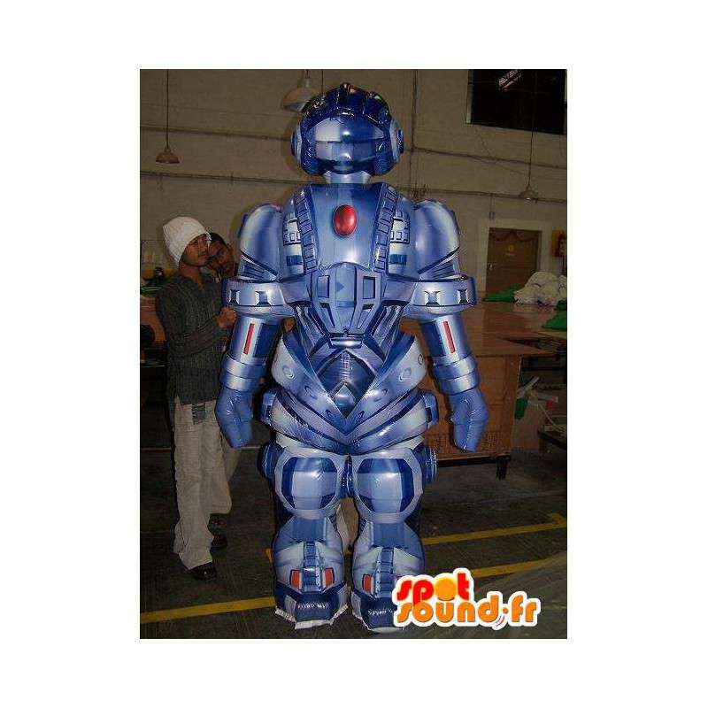 Blå robotmaskot i uppblåsbar ballong - Spotsound maskot