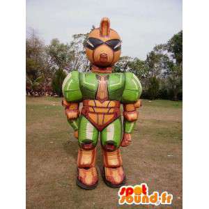 Grøn brun robot maskot oppustelig ballon - Spotsound maskot