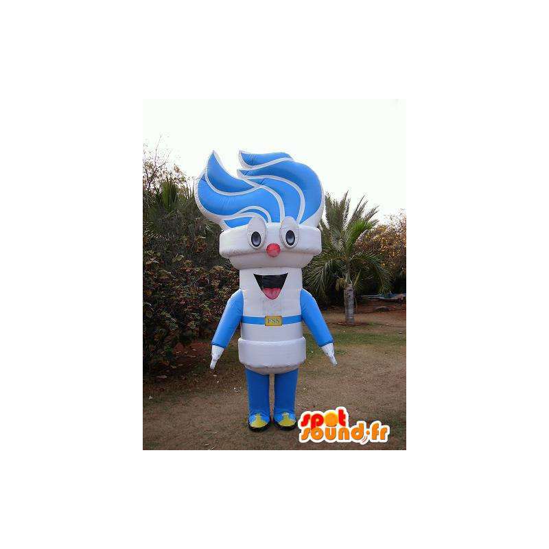Torch mascotte wit blauwe vlam - Klantgericht Costume - MASFR005005 - mascottes objecten