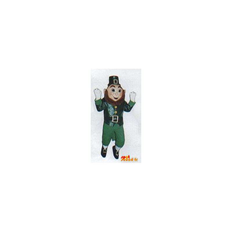 Kinesiske tegn maskot med skjegg og grønn drakt - MASFR005010 - Ikke-klassifiserte Mascots