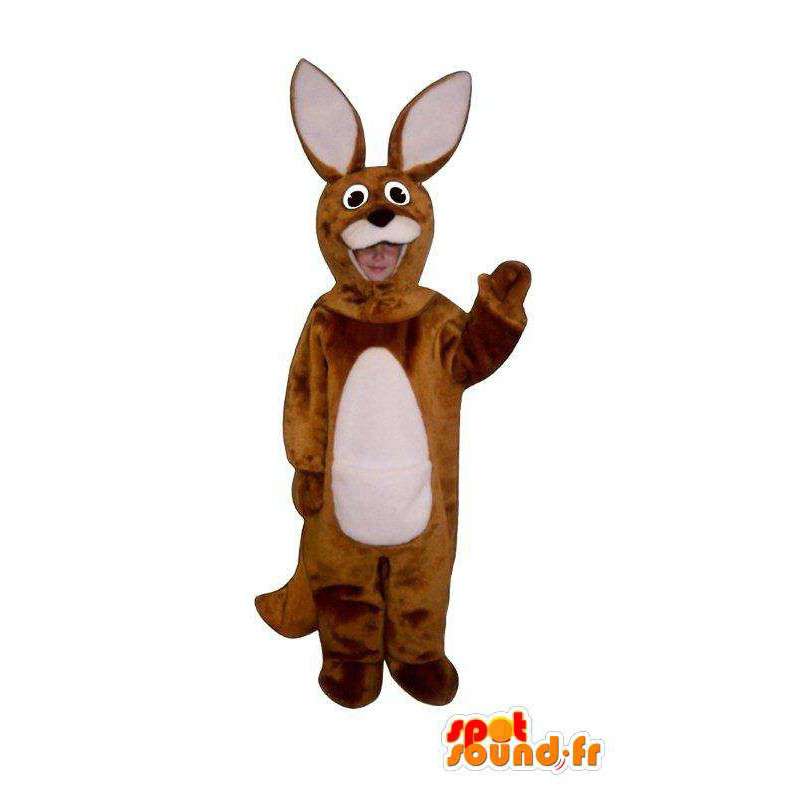 Coniglio mascotte peluche marrone e bianco  - MASFR005022 - Mascotte coniglio