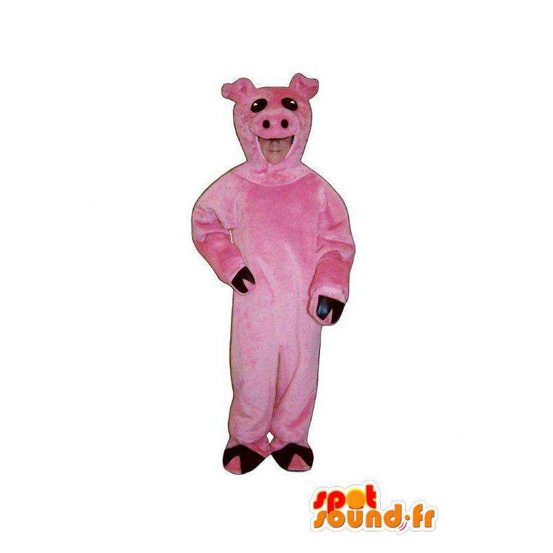 Pink plys gris maskot - Gris outfit - Spotsound maskot
