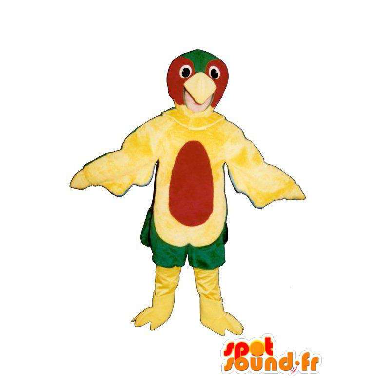 Röd och grön gul fågeldräkt - Spotsound maskot