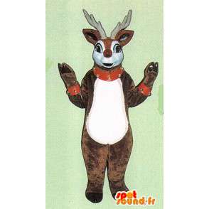 Mascotte de cerf marron et blanc en peluche  - MASFR005045 - Mascottes Cerf et Biche