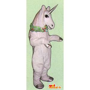 Biały koń maskotka z rogów - jazda Costume - MASFR005047 - maskotki koni