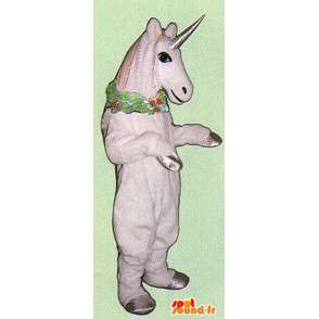 Wit paard mascotte met hoorn - Horse Costume - MASFR005047 - Horse mascottes