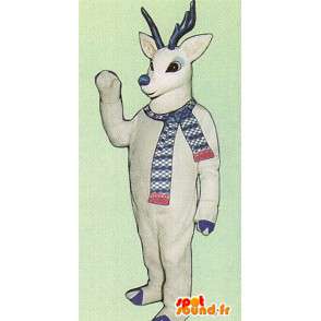 Mascotte de cerf blanc avec cornes bleus - MASFR005049 - Mascottes Cerf et Biche