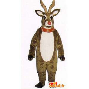 Mascotte de cerf marron et blanc en peluche  - MASFR005056 - Mascottes Cerf et Biche