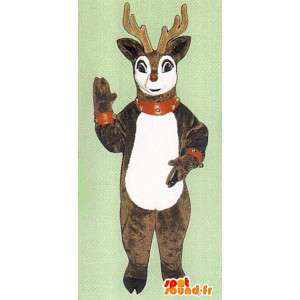 Disfraz de color marrón y blanco de los ciervos de la felpa - MASFR005057 - Ciervo de mascotas y DOE