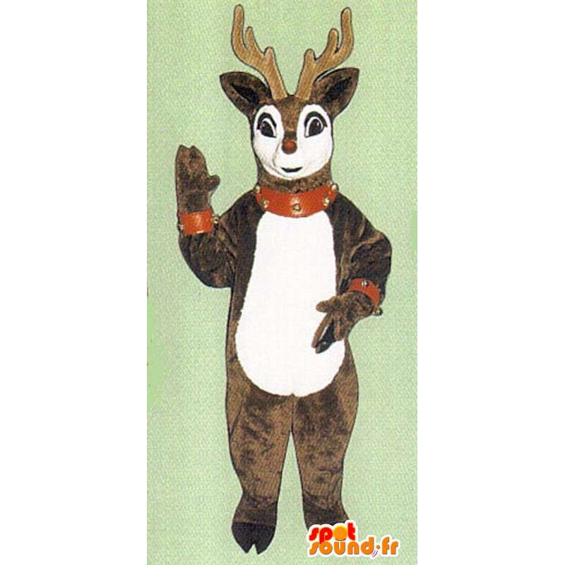 Plys brun og hvid hjorte kostume - Spotsound maskot