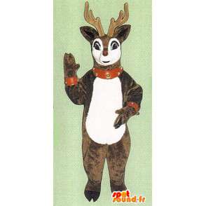 Déguisement de cerf marron et blanc en peluche  - MASFR005057 - Mascottes Cerf et Biche