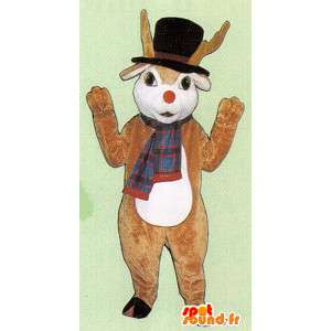 Brown deer mascot with hat and scarf - MASFR005061 - Mascots stag and DOE