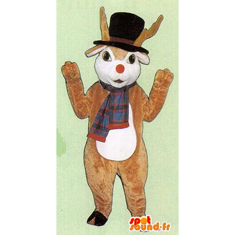 Brown Deer maskot med skjerf og hatter - MASFR005061 - Stag og Doe Mascots