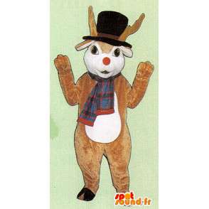 Brown deer mascot with hat and scarf - MASFR005061 - Mascots stag and DOE