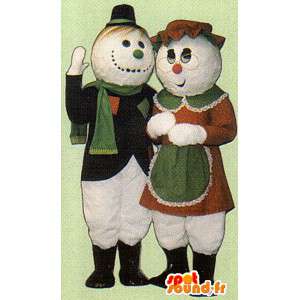 Sneeuwpoppen vermomming Duo sneeuw - MASFR005065 - man Mascottes