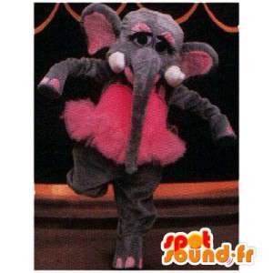 Kostume, der repræsenterer en elefant i en lyserød tutu -